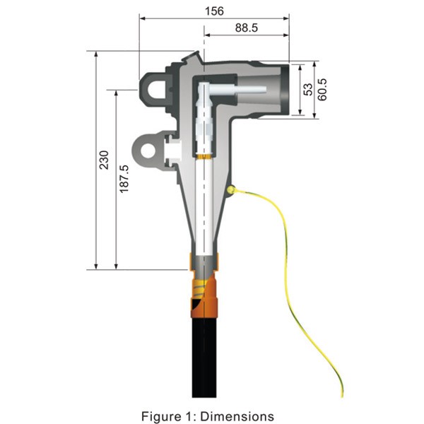 Connecteur coudé de rupture de charge 24KV 250A
